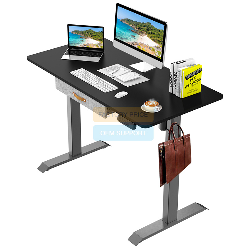 Black Standing Desk With Drawer