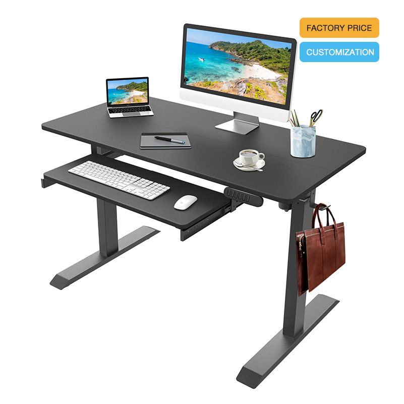 Height Adjustable Desk With Keyboard Tray